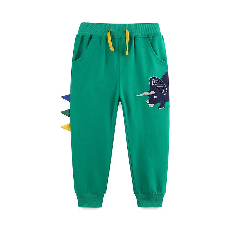 Autumn Boys European Style Dinosaur Embroidered Sweatpants - Knit Cotton Sports Trousers 125 cm (7 Years)