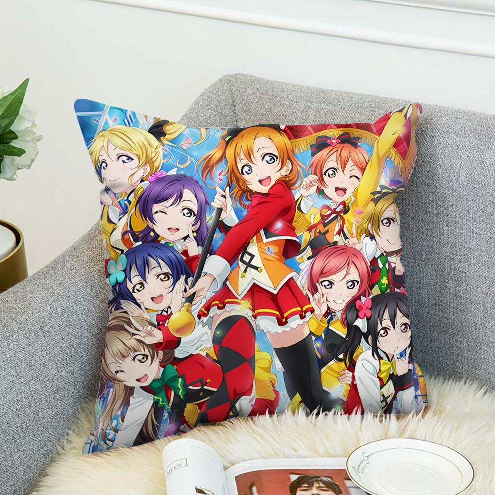 L-Love Live School Idol Pillow Case For Car Sofa Decorative Home Double-sided Print Plush Square Throw Pillow Cushion Cover