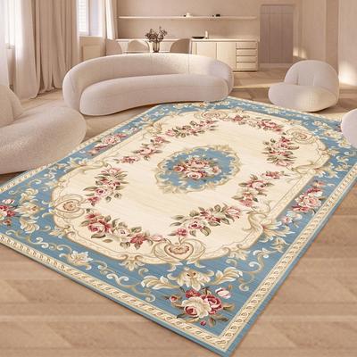 European Retro Floral Large Carpet for Living Room Luxury Decoration Rug  Non-slip Bedroom Cloakroom Washable Soft Mat