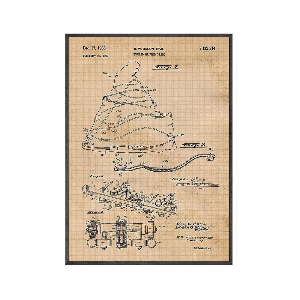 

Винтажный тематический парк аттракционы патентный принт офис студент учитель настенный план плакат холст картина печать Настенный декор для гостиной 21x30cm No Framed