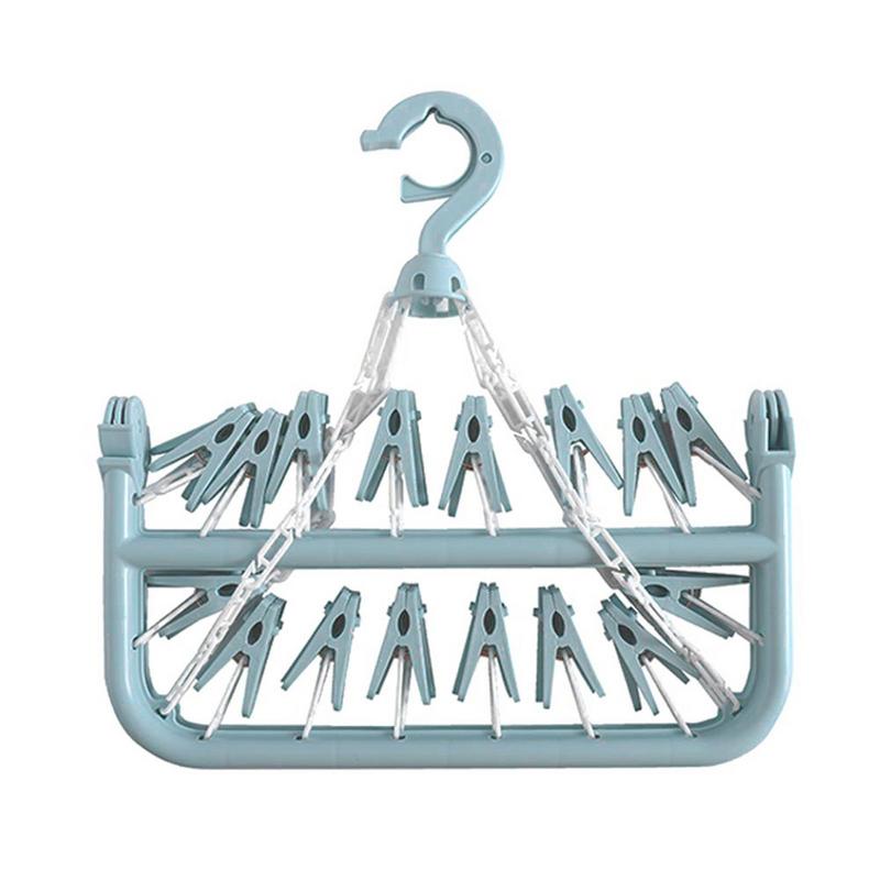 Swivel Clothes Hanger Drying Rack With 32 Clips Sock Dryer Underwear Clips Clothes Dryer Rack Lingerie Hangers For Socks Bras