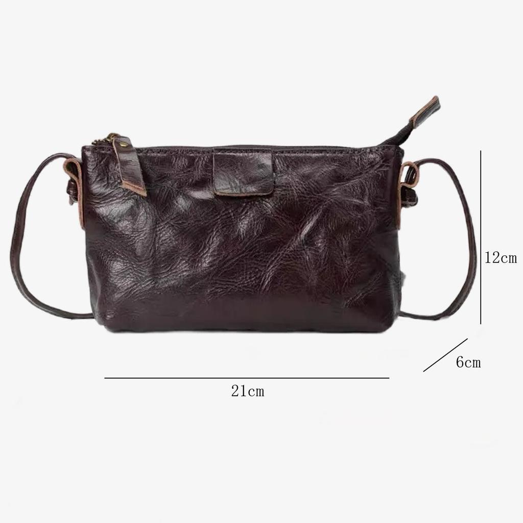 Johnature Versatile And Minimalist Small Crossbody Bag Genuine Leather Solid Color Soft Cowhide Mini Shoulder Bag