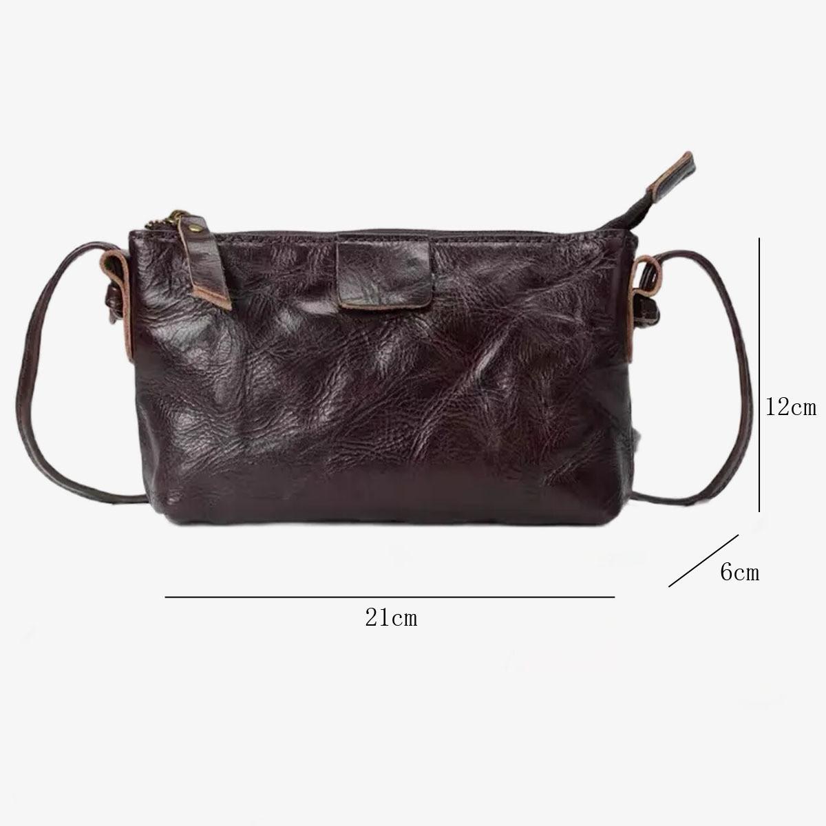 

Johnature Versatile And Minimalist Small Crossbody Bag Genuine Leather Solid Color Soft Cowhide Mini Shoulder Bag кофейный