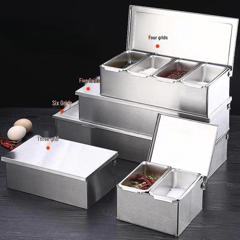 304 Stainless Steel Kitchen Seasoning Organizer with Lid
