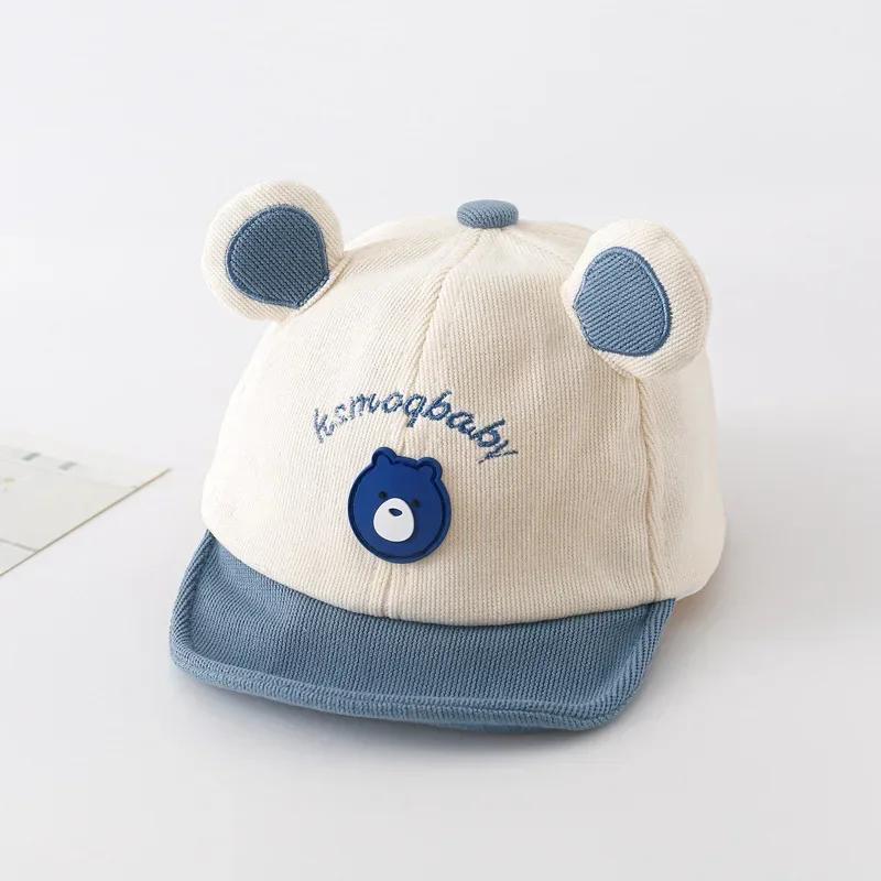 Summer Cute Baby Hat With Ears Cartoon Bear Toddler Girls Boys Baseball Cap Summer Casual Adjustable Kids Short Brimmed Caps