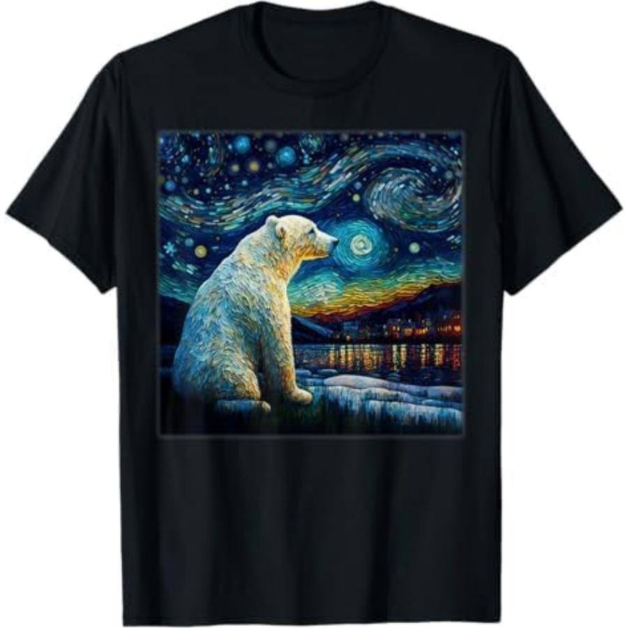 Surrealism Starry Night Polar Bear T-Shirt VCD Mens Womens Tank Top Sweatshirt Hoodie Black XXXXXL разноцветный