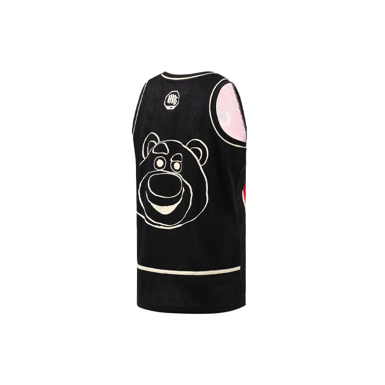 Li Ning Disney Toy Story Strawberry Bear Loose Basketball Jersey Unisex Tops Black AAYR205-2