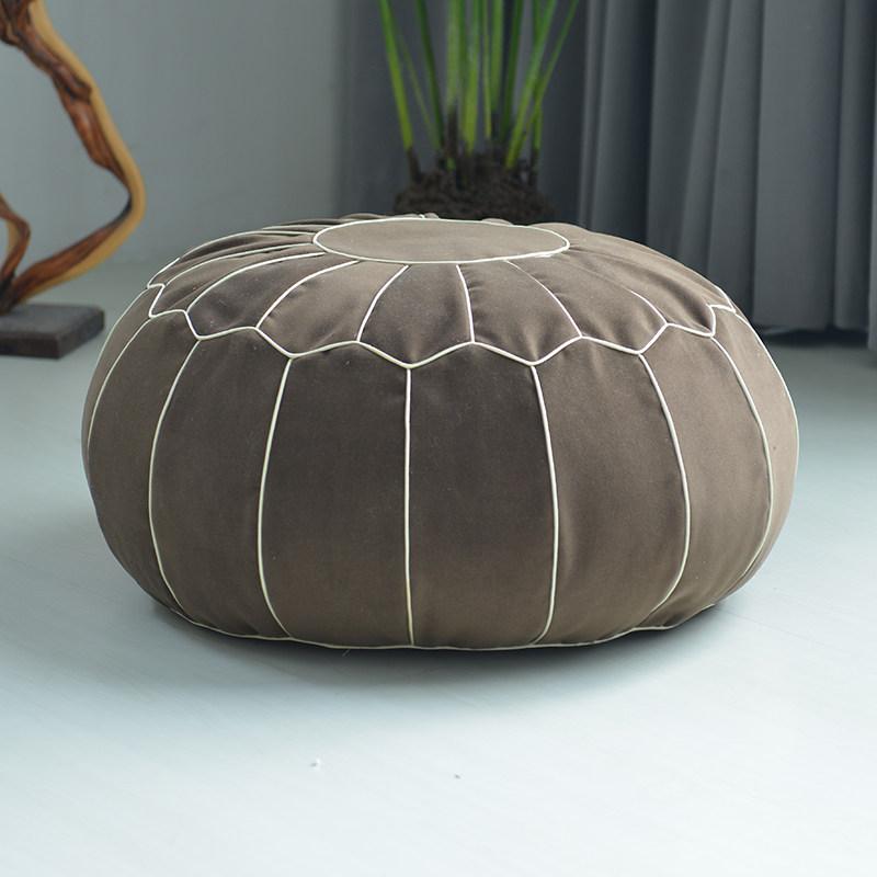 Velvet Moroccan Pouf 50cm Embroider Craft Japanese Style Creative Futon Tatami Ottoman Footstool Unstuffed Cushion (No Filling)