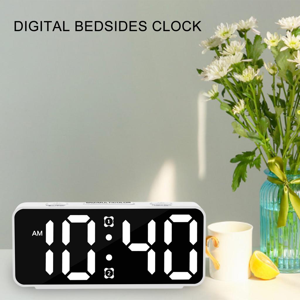 Simple Digital Bedside Alarm Clock With Dynamic Color And Double Alarms For Heavy Sleepers Kids Girls Desk Display
