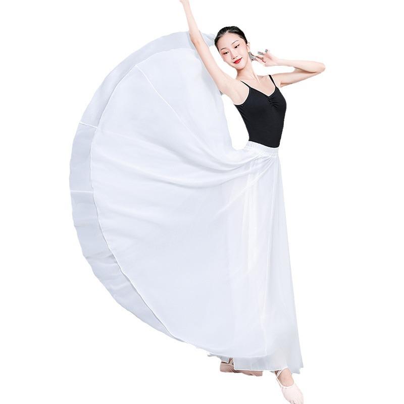 Agent 720° Double Layer Chiffon Dance Skirt for Women - Solid Color Long Midi Skirt