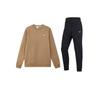 Logo Embroidered Fleece Crewneck Long Sleeve Cuffed Mid Waist Sweatpants Set Men Sweatpants Set 916609-258+716831-010