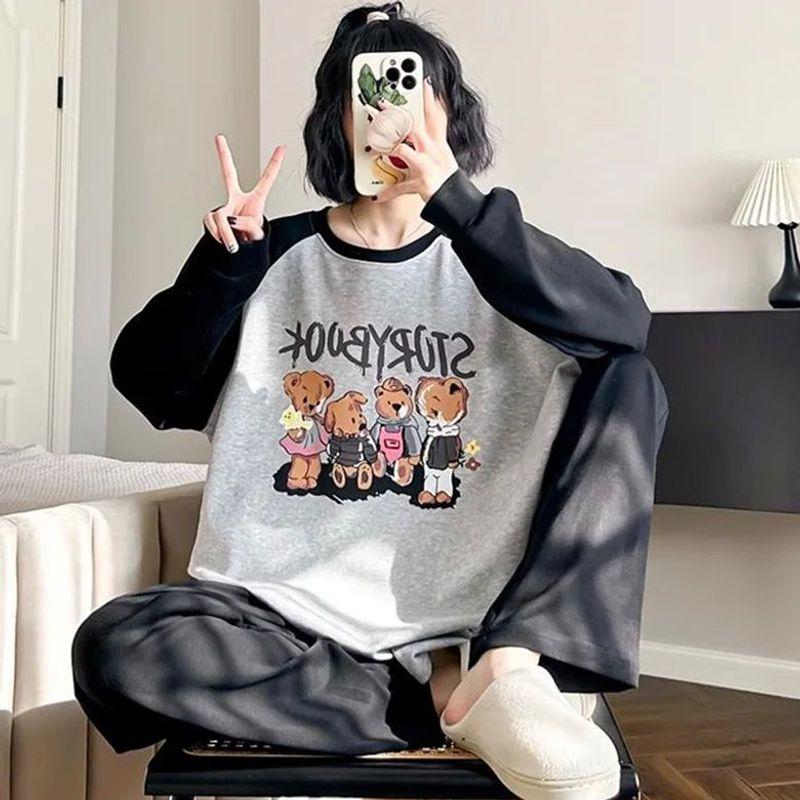 

круглый вырез шеи с принтом мультяшного принта домашняя одежда JH-Q1210 M