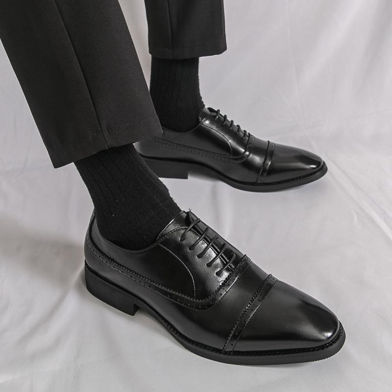 Men Oxfords Dress Brogues Derbys Brown Formal Business Black Patent Leather Shoes Tuxedo Wedding Shoes Over Sized