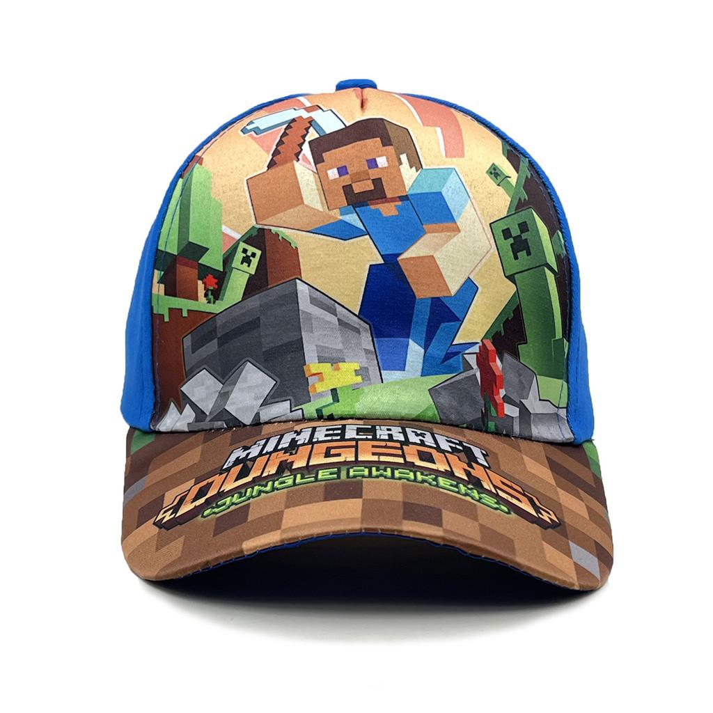 Minecraft Kids Pattern Sun Protection Cap With Round Top For Summer Casual
