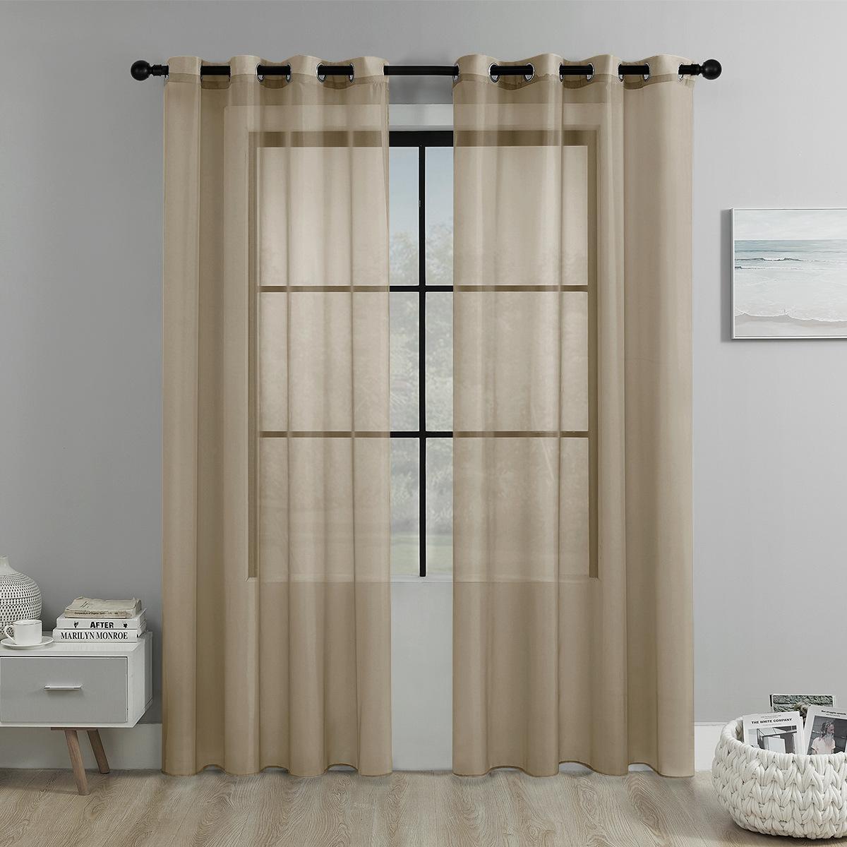 

2025Суцільний колір Перфорована москітна сітка Напівзатемнююча штора Декорація для вікна вітальні, балкона, двері-сітки 132*160cm(One Piece) кавовий