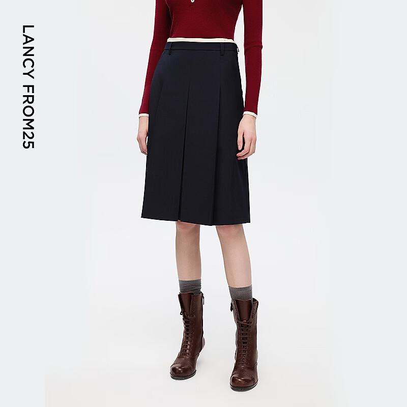 LANGZI EiLEEN ELITEE Wool Blend A-Line Pleated Skirt
