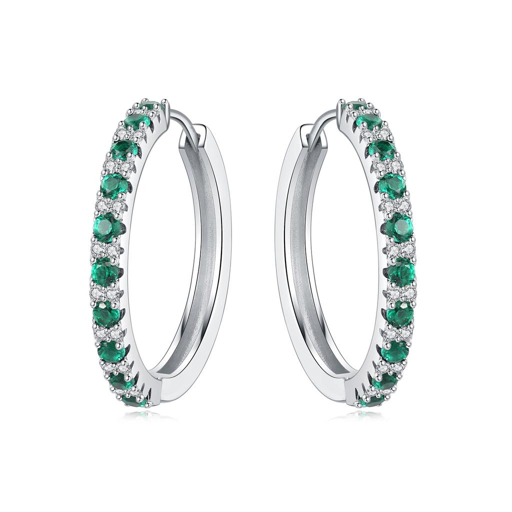 Exquisite Colorful Zircon Hoop Earrings for Women Copper Silver Plated Earrings Jewelry for Wedding Engagement Party
