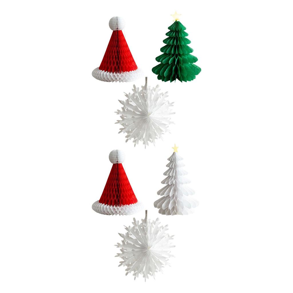 3x Christmas Paper Honeycomb Ornaments 3D Crafts Reusable Multipurpose Decorative Hanging Decorations for Celebration Holiday