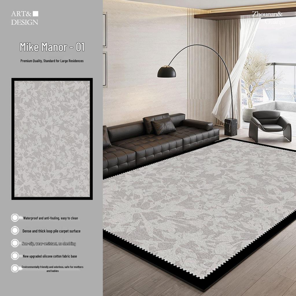 2026 French Vintage Style Luxury Light Living Room Rug - Wash-Free, Wipeable, Formaldehyde-Free, Short Pile Floor Mat