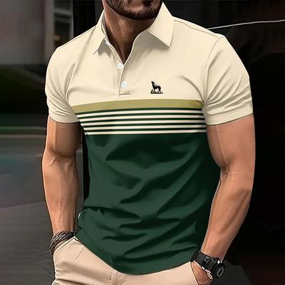 Vêtements Homme Été Nouveau Polo Manches Courtes Homme Mode Rayé Polo de Golf Hauts