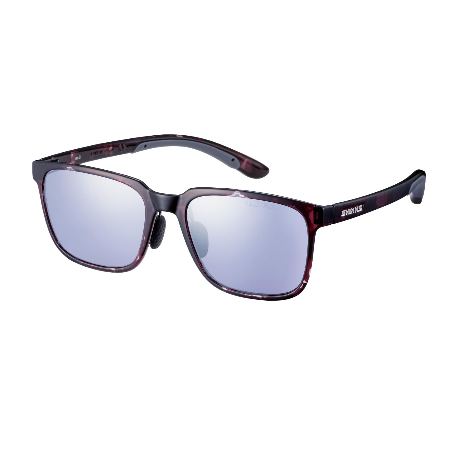 

Made in Japan Sports Sunglasses Mirror EAR1 DMSM Silver Mirror x ULTRA Ice Blue Golf Baseball Tennis Running Outdoor [SWANS] ER-3 ER3-0714