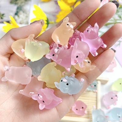 Yousheng 12Pcs Colorful Luminous Pig Figurines Miniature Cartoon Pig Resin Ornaments Glowing In The Dark Cute Resin Craft Animal Statue DIY Micro