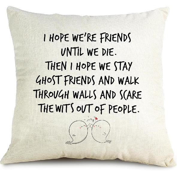OUZ Best Friendship Gift for Friends Pillow Case - I Hope We re Best Friends, Funny Throw Pillow Cover, Gifts for Women Girls Sisters Gifts for белый