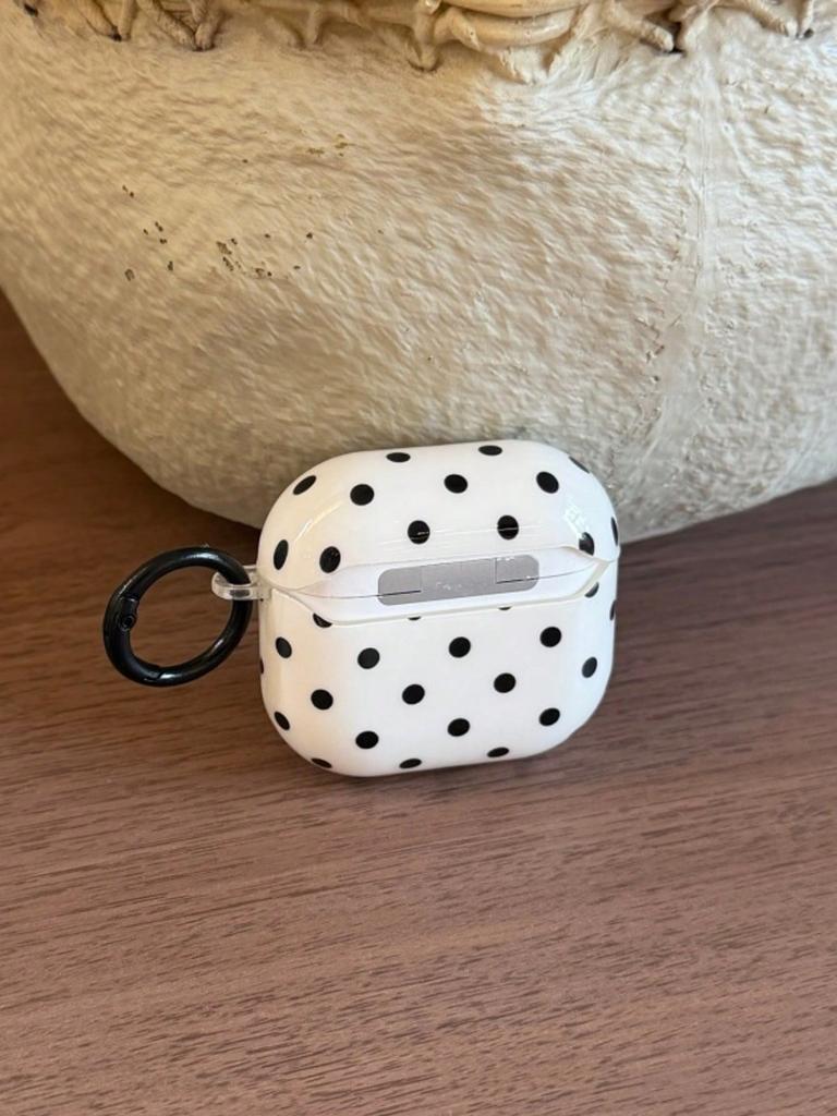 Korean Style Black White Polka Dot Airpods Pro 3 Case for Airpods 3rd Gen Protective Cover with Cute Heart Charm Anti Slip for Airpods 4th Gen