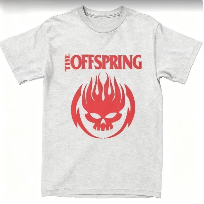 2025 New Couple T-Shirt Flaming Skull on Circle The Offspring T-Shirts Hipster Summer Tee Shirt Print 100% Cotton Tops