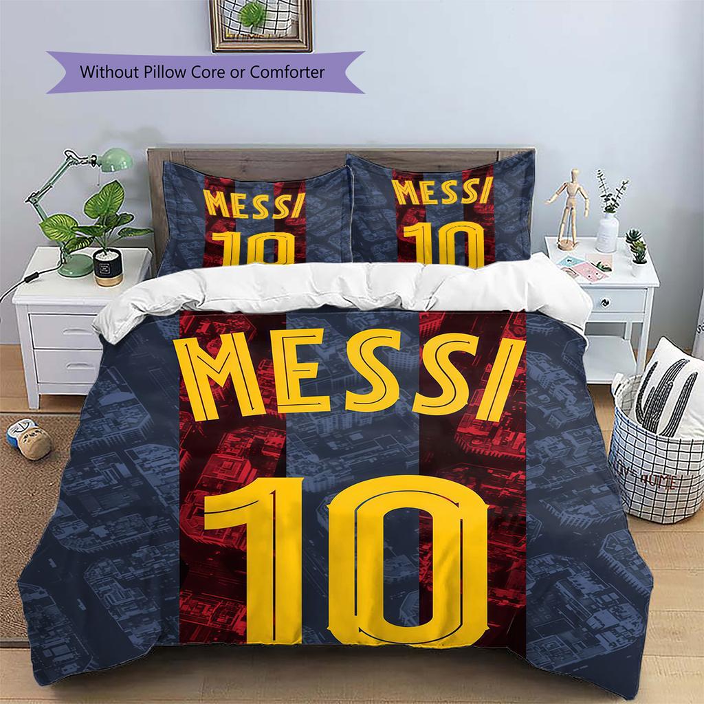 Messi 10 Pattern Bedding Quilt Set  Home Decoration  Gift (1 * duvet cover + 2 * pillowcase  without core)