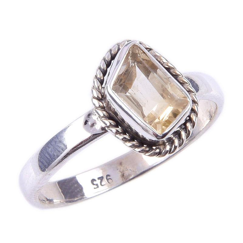 Natural Citrine Gemstone Handmade 925 Solid Sterling Silver Ring Size 7 t5h35