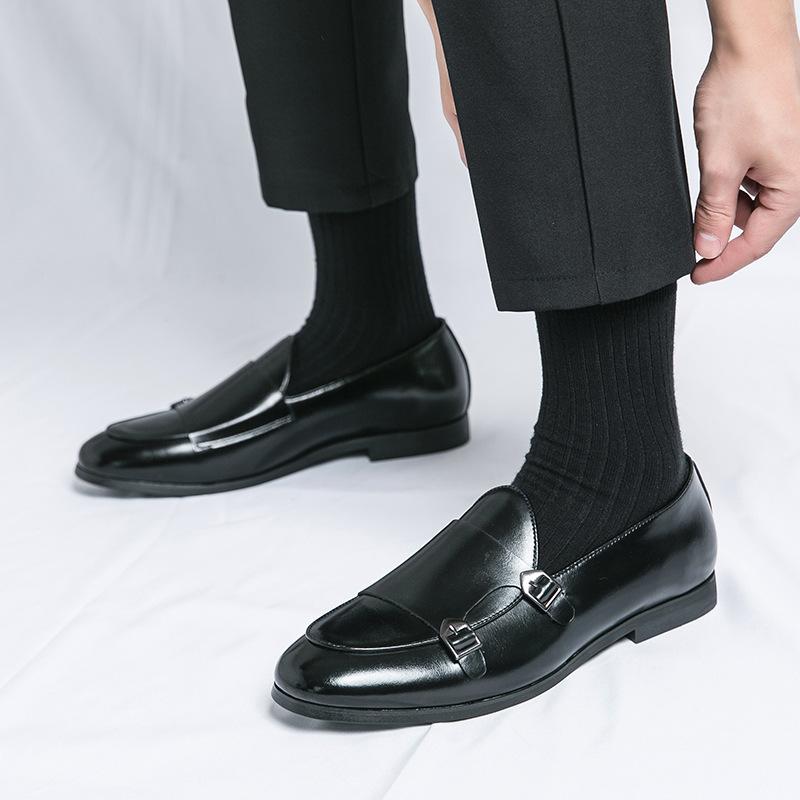 Large Size Monk Shoes Autumn Men Being Leather Shoes Double Buckle Groom Wedding Wedding Shoes