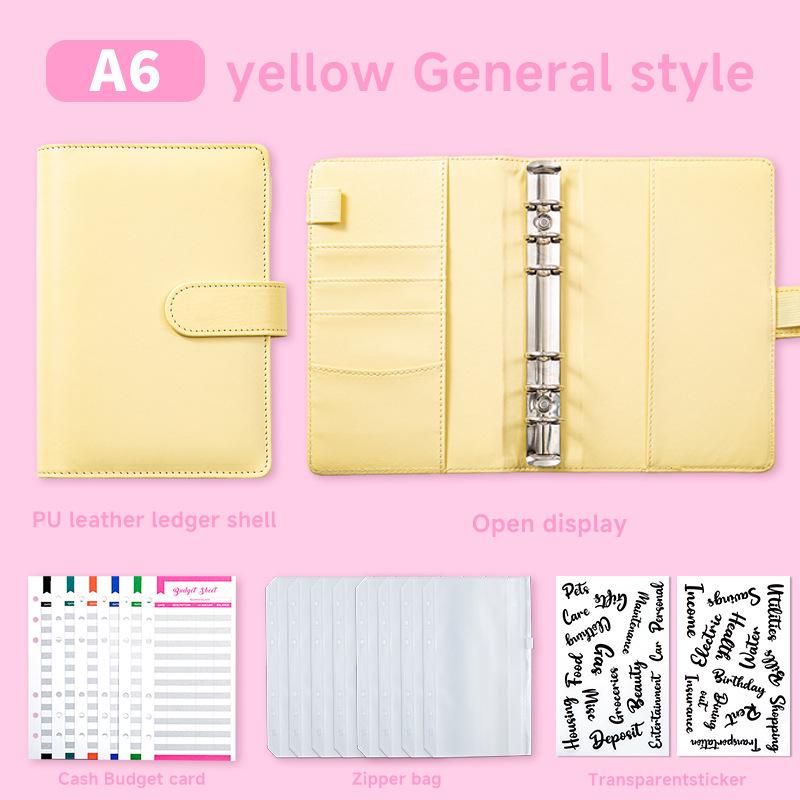 A6 Zipper Pouch Notebook: PU Leather Macaron Loose-Leaf Journal