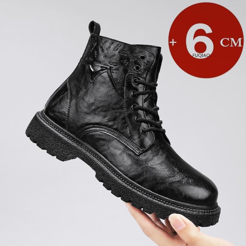 6cm Hidden Height Increase Men'S Boots Genuine Leather Winter Warm Ankle Boots Outdoor Casual Elevator Shoes For Men