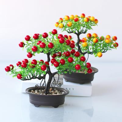 Colorful Simulation  Bonsai Ornament Lifelike Artifical Fortune Fruit Fake Flower Plant Potted