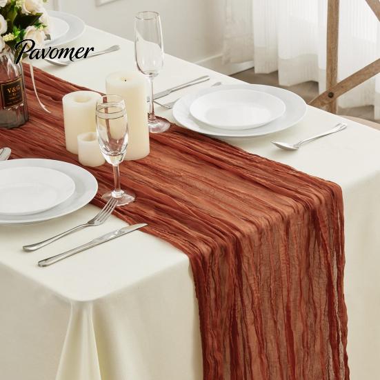 Heat Resistant Table Runner Wrinkled Cloth Decorative Tulle Tablecloth Wedding Reception Party Home Restaurant Decoration