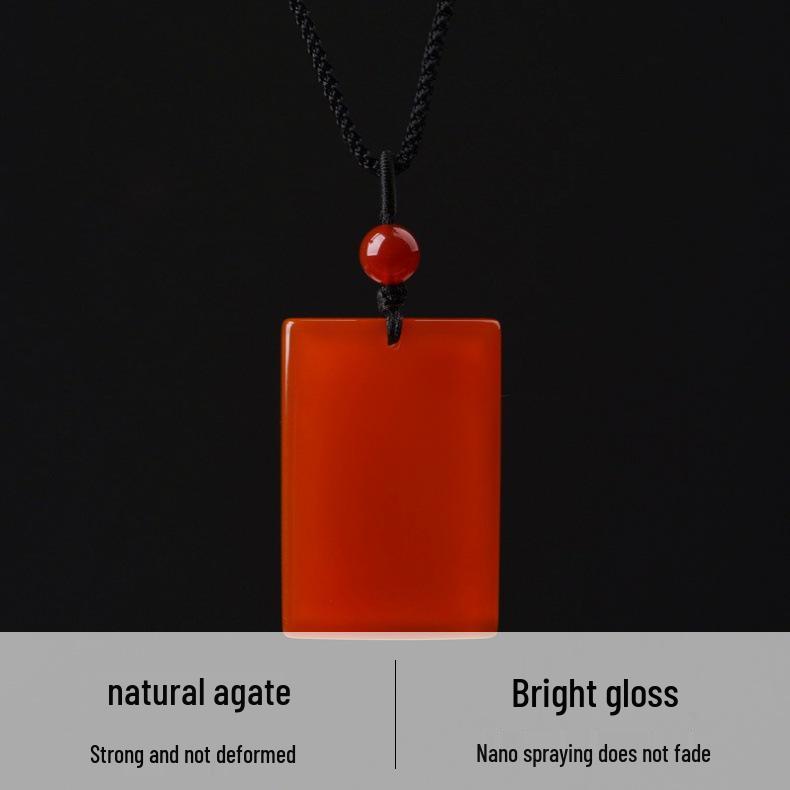 Red Agate Pendant Necklace - Peace Amulet for Men & Women
