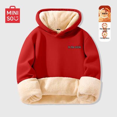Men's Winter Fleece Lined Hooded Sweatshirt with Chinese Character Print