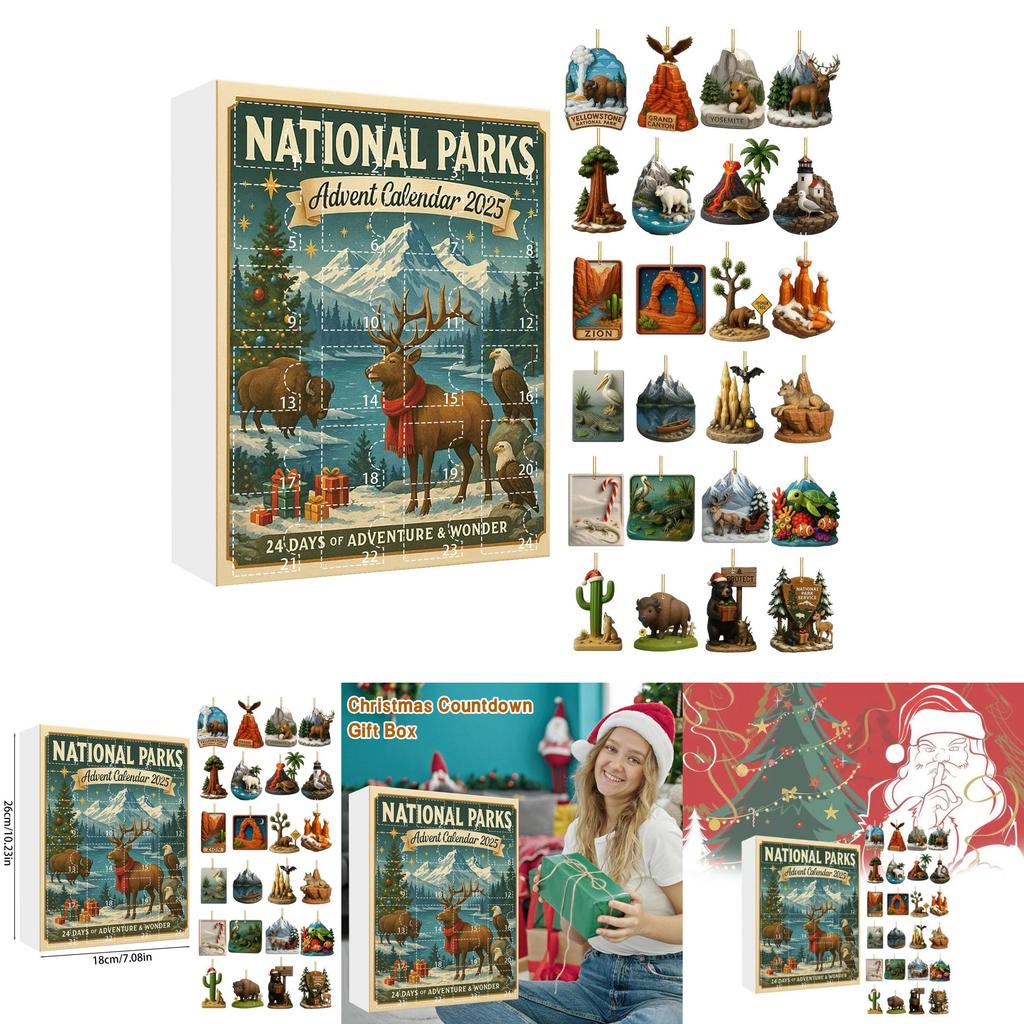 National Parks Christmas Countdown Calendar With Nature Theme For Family And Friends Celebration