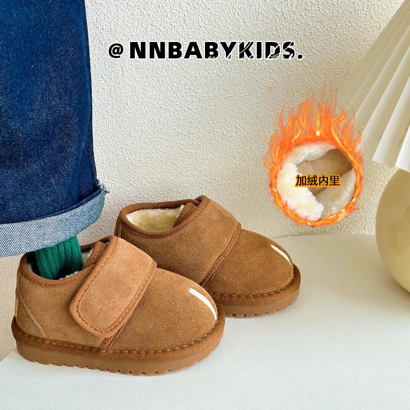 

Детские зимние ботинки 2025 зима новые для мальчиков и девочек фейковые ботинки с раздвоенным носком на липучке с утолщенным бархатом детские хлопковые ботинки 33 yards inner length 20.5CM верблюд