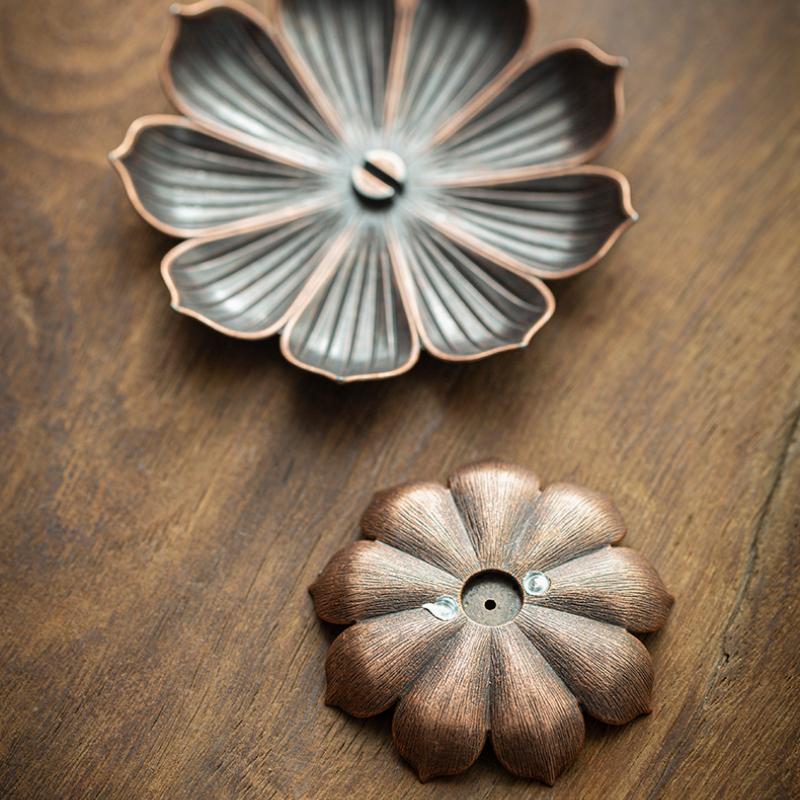 Backflow Incense Burner Stick Incense Holder Home Buddhism Decoration Coil Lotus Censer Bronze Air Vaporizer Home Decor Supplies