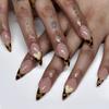24Pcs Valentine Almond Press On Nails Simple Love Heart Fake Nail Tips Artificial Manicure