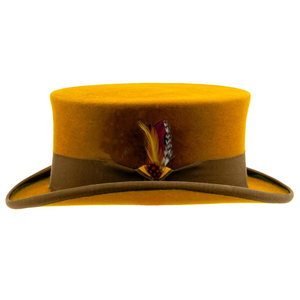 Versatile Solid Color Wool Top Hat Bow Webbing Decorative Felt Hat Flat Top Crimped Wool Top Hat