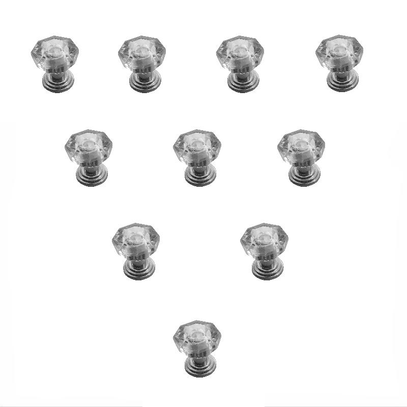 

10PC Acrylic Crystal Knobs - Diamond/Lantern/Flower Shapes | Transparent Design for Cabinets/Drawers/Wardrobe