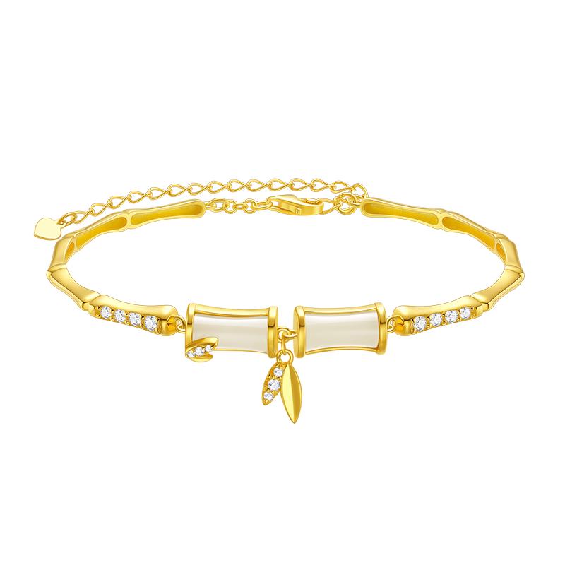 Chow Tai Seng Bamboo Knot Hetian Jade Bracelet