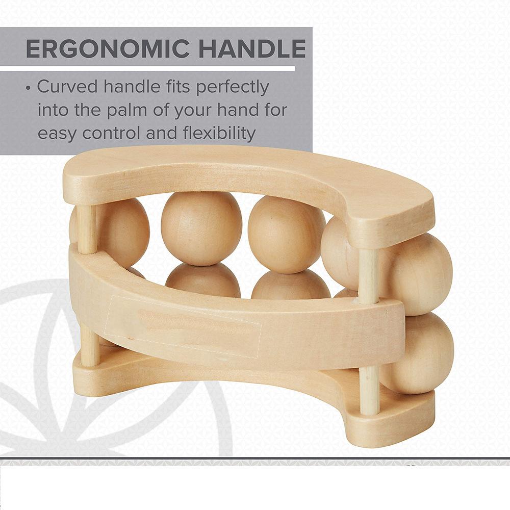 Wood Handheld Massage Ball Roller Deep Tissue Massager Suitable for Back Neck Legs Arms Full Body Portable Muscle Device