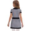 Girls Prisoner Costume Striped Dress Turn Down Collar V Neck Short Sleeve Built In Briefs Crotch Button Ruffled Skirt
