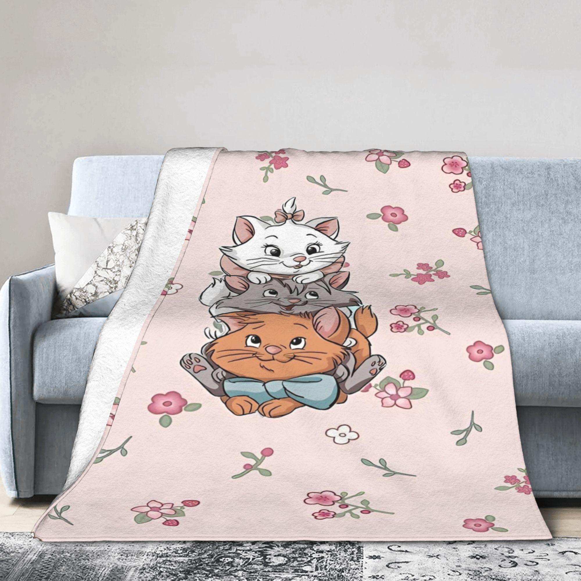 

Marie Cat Aristocats Blanket Fleece Summer Air Conditioning Portable Lightweight Throw Blanket for Bed Travel Bedspread 75x90cm