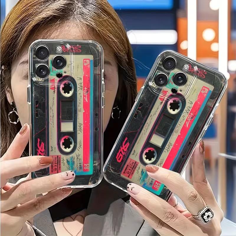 Vintage Phone Case For Samsung A57 A07 A36 A26 A56 A16 A06 A55 A35 A25 A15 A05 A54 A34 A24 Clear Back Cover Cassette Tape-style