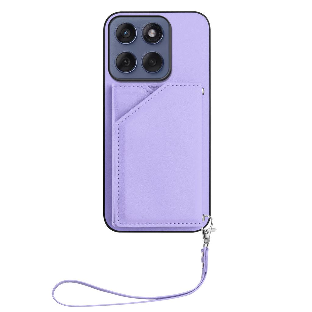 For Motorola Edge 60 5G/Motorola Edge 60s 5G/Motorola Edge 60 Fusion 5G Case Card Holder Kickstand Skin-Touch Phone Cover with Wrist Strap